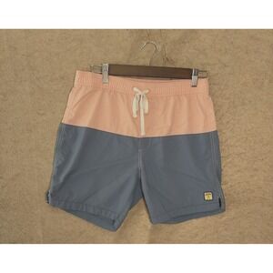 Marine Layer Laird Color Block Swim Shorts Mens Sz S Peach Blue 6" Inseam